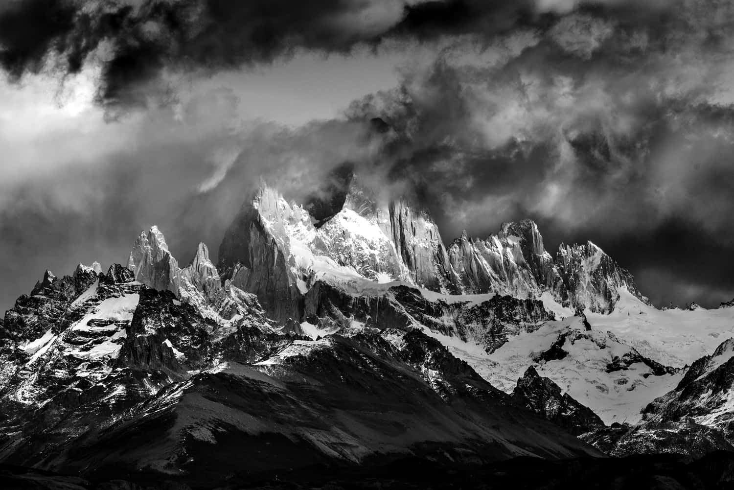 Chaltén Hill, by Juan Jose Teijeira Lobelos, Landscape Golden Mention in the Black and White Photo Awards 2024