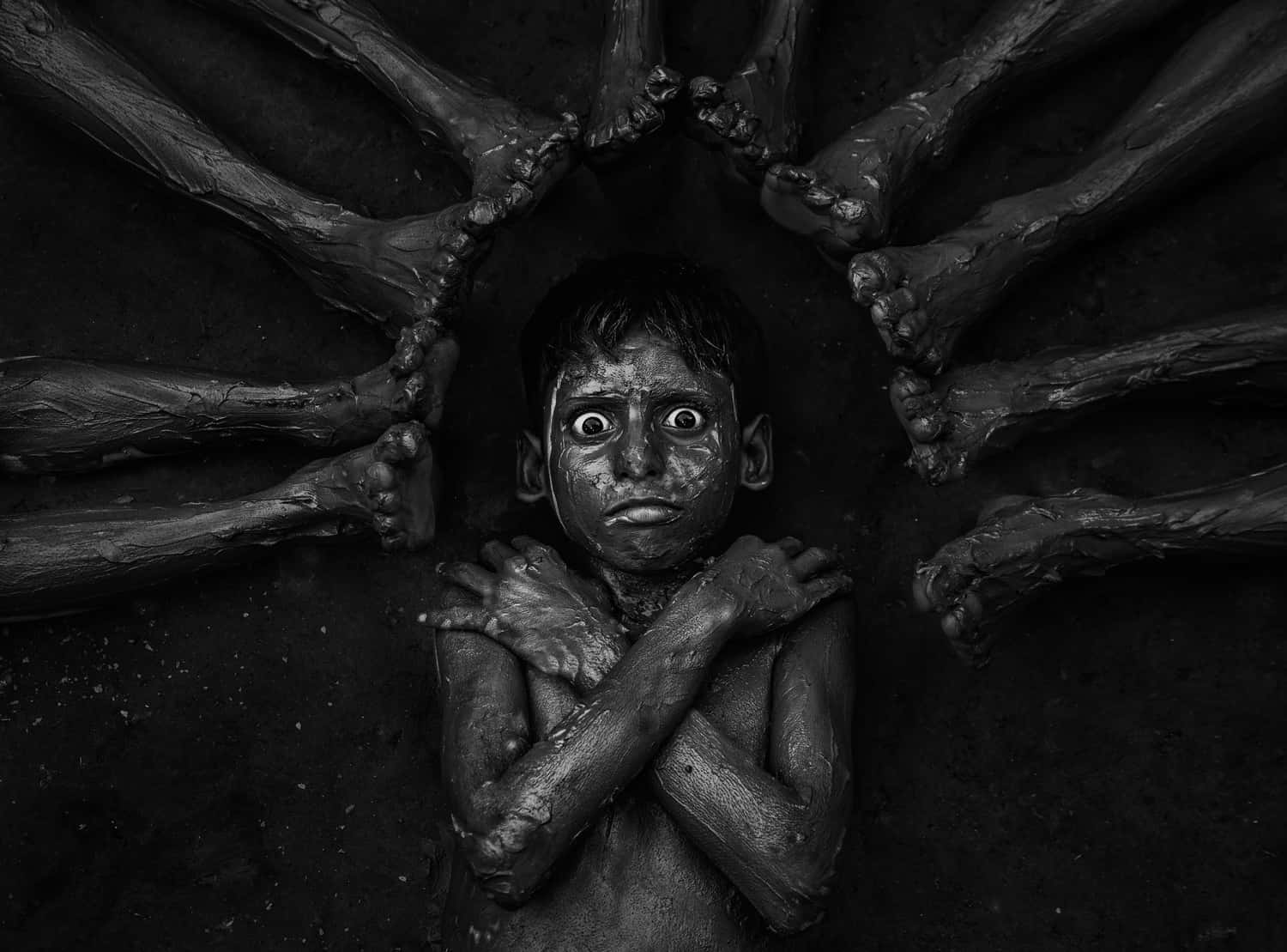 Scary, by Abhishek Basak, Portrait Second Category Winner in the Black and White Photo Awards 2024