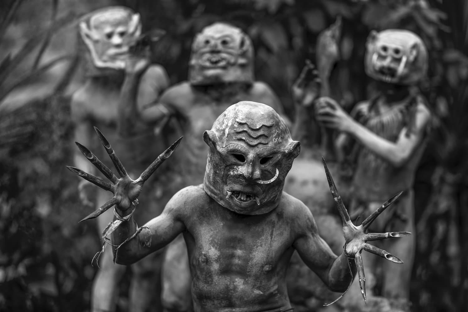 Black and White Photo Awards 2025 - Portrait Bronze Mention - Asaro Mudman Tribes of Papua , by Sanghamitra Sarkar