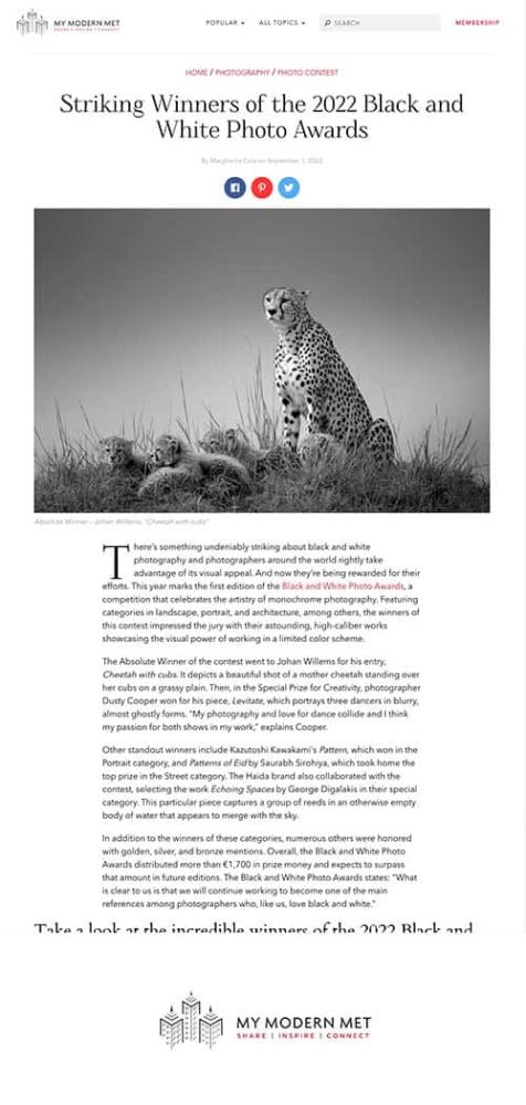 Black and White Photo Awards 2022 in My modern Met