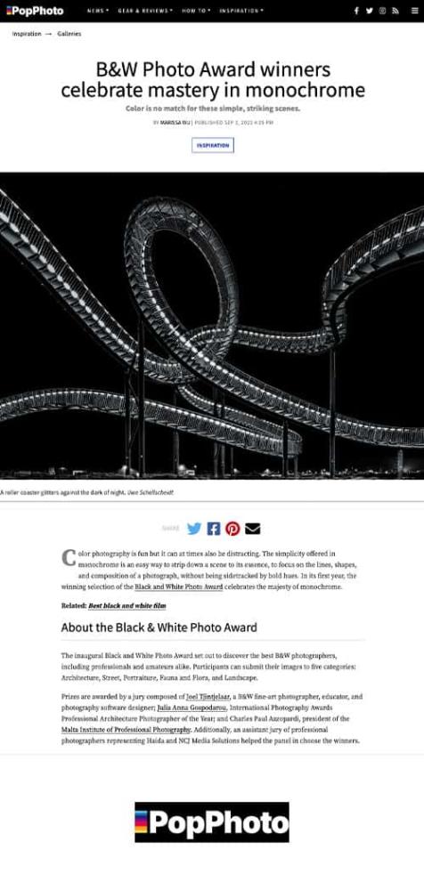 Black and White Photo Awards 2022 in PopPhoto