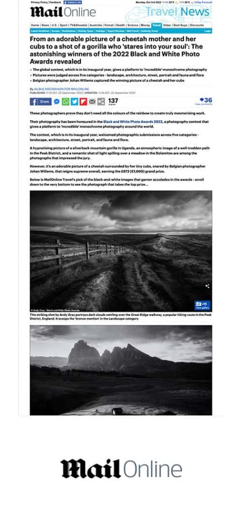 Black and White Photo Awards 2022 in dailymail