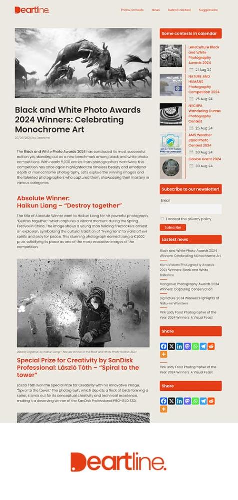 The Black and White Photo Awards 2024 in Deartline