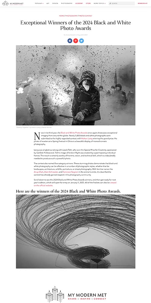 The Black and White Photo Awards 2024 in My Modern Met